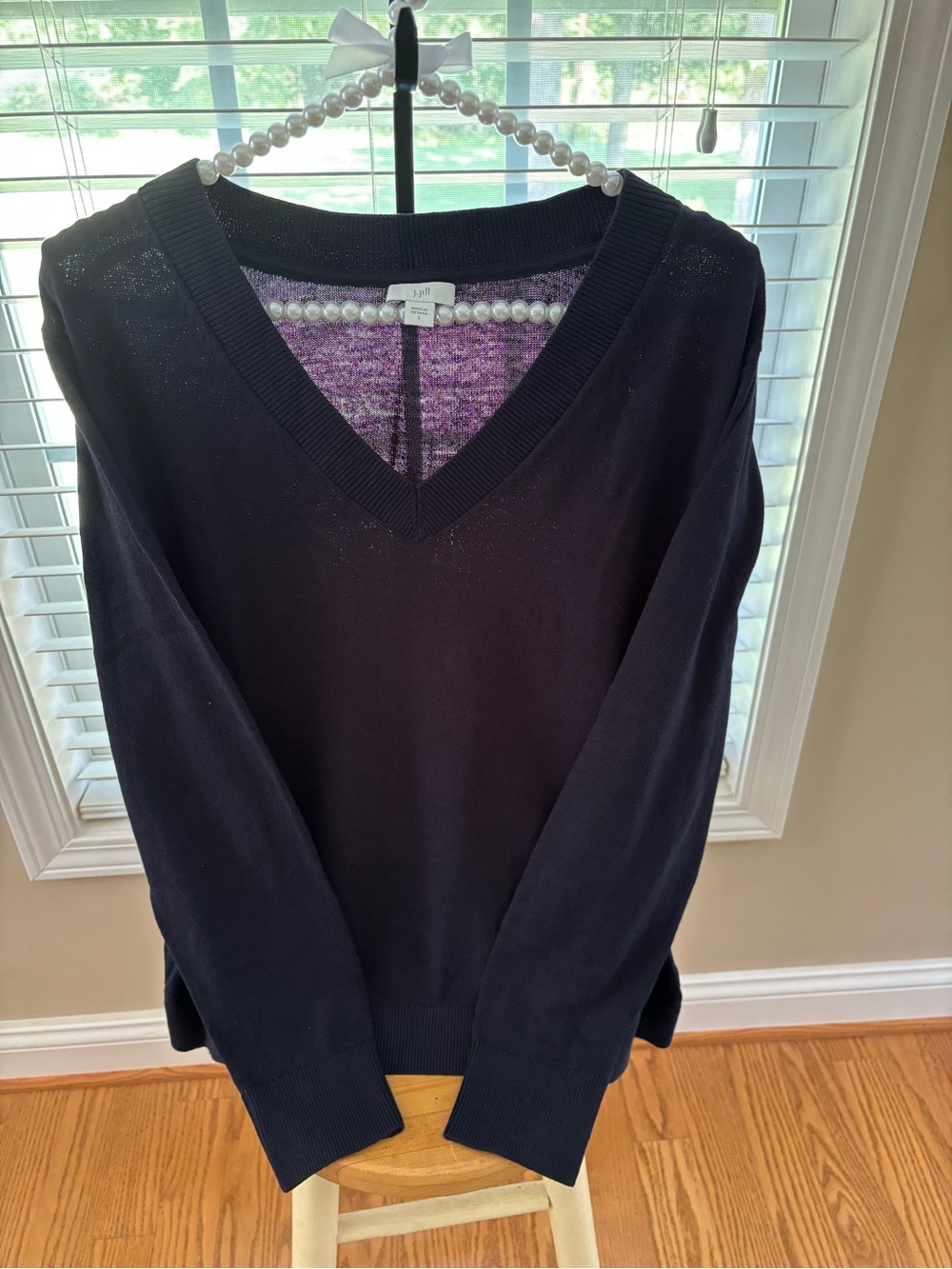 J. Jill Navy V‑Neck Sweater
